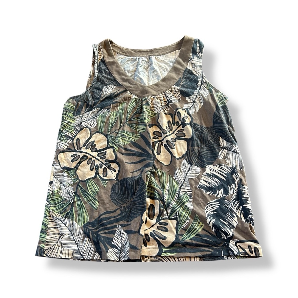 [Sonoma] BOGO $1 Brown and Green Tropical Print Sleeveless Top